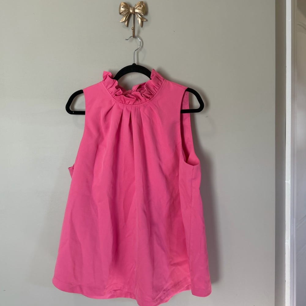 Chic Soul Pink 1XL High Neck Sleeveless Blouse